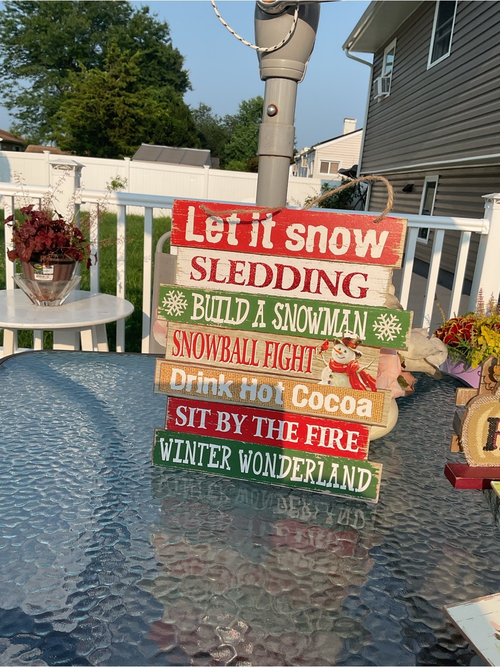 Holiday Wooden 'Let It Snow' Multi-Message Sign - Red/Green/White